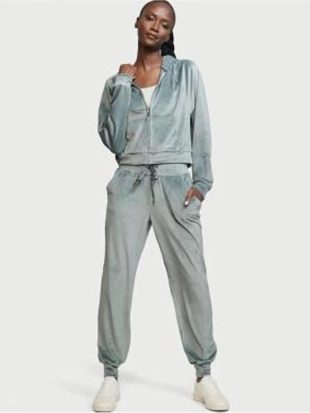 Victoria's Secret Velvet Track Jacket and Joggers - Sage